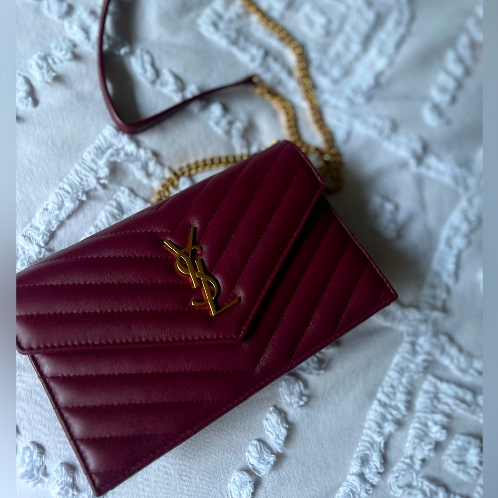 Yves Saint Laurent Deep Red Quilted Crossbody Bag